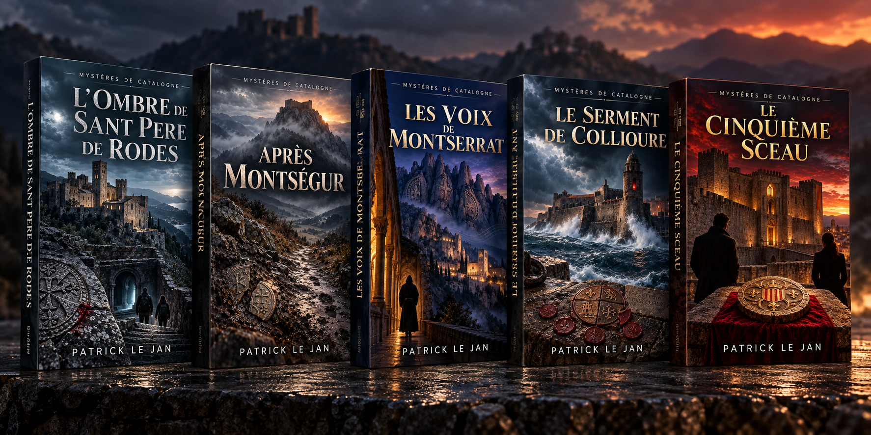 Les cinq tomes de Mystères de Catalogne, par Patrick Le Jan